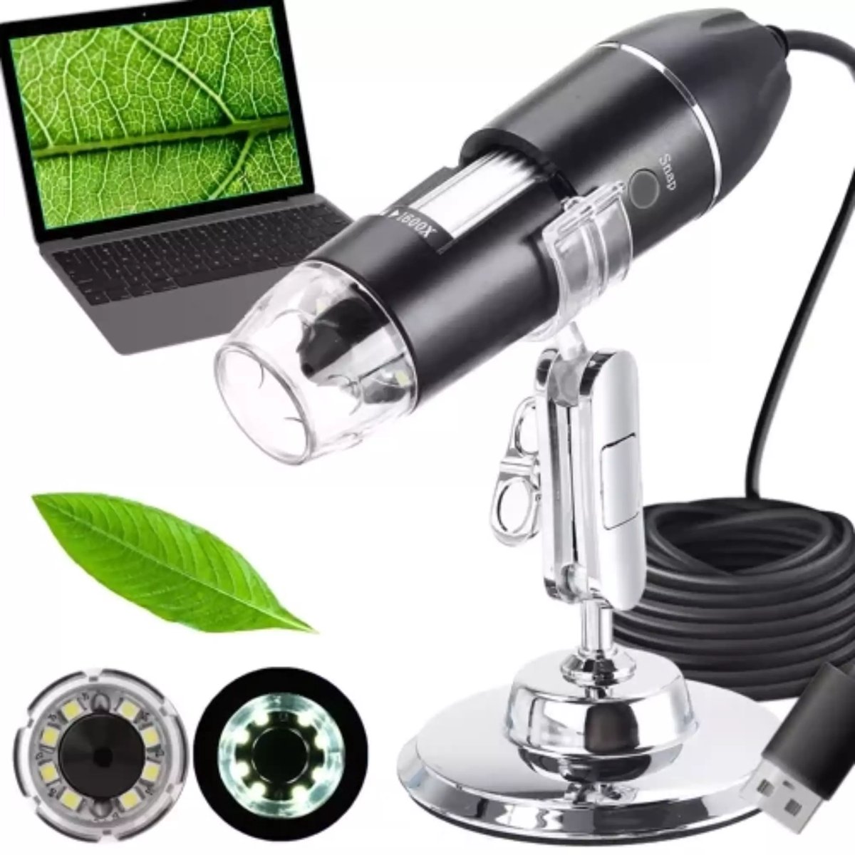 Izoxis digitale USB microscoop 1600x – met LED-verlichting en video-opname