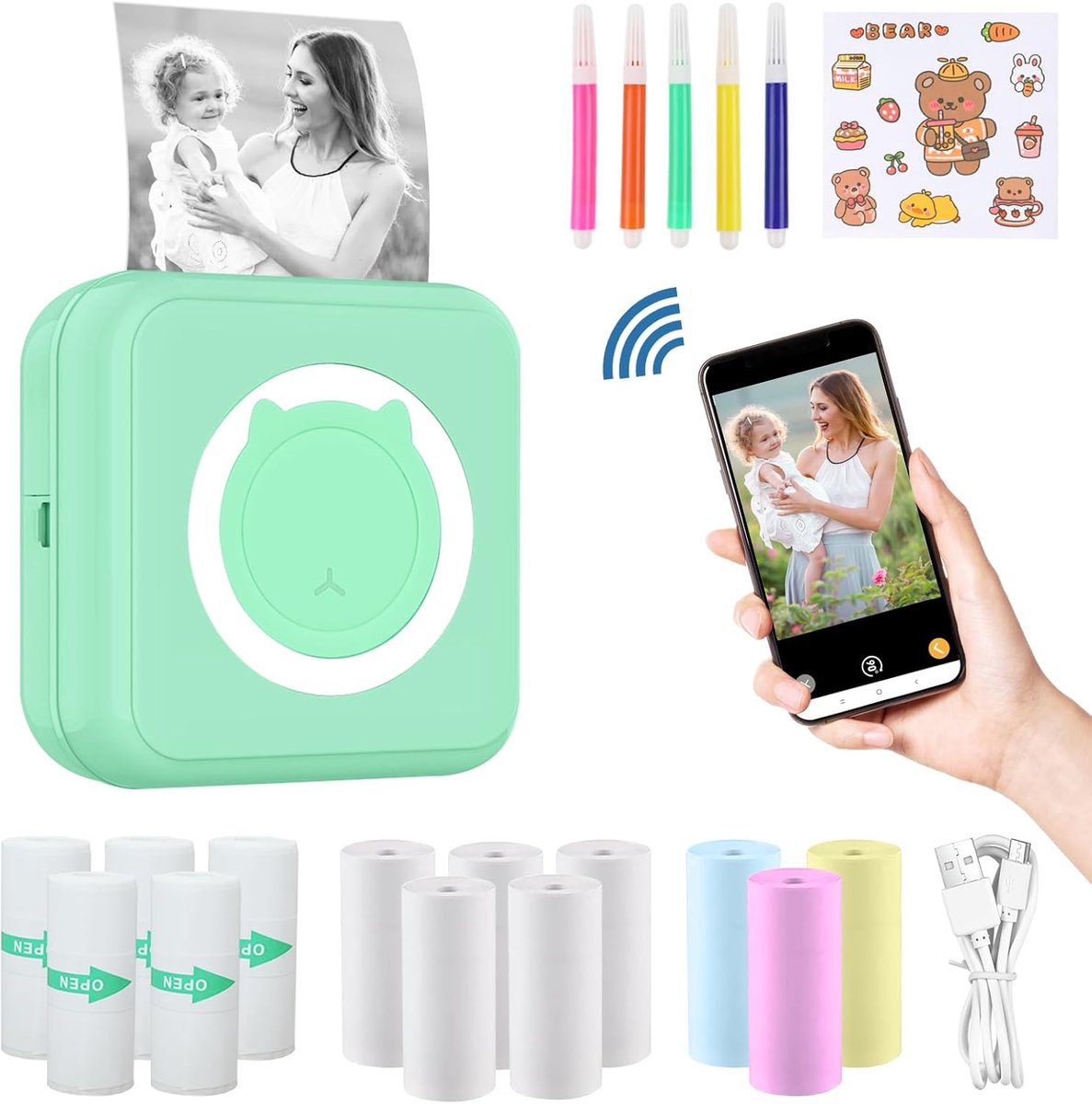 Mini printer - Pocket Fotoprinter - Thermische - Draadloos voor Mobiel