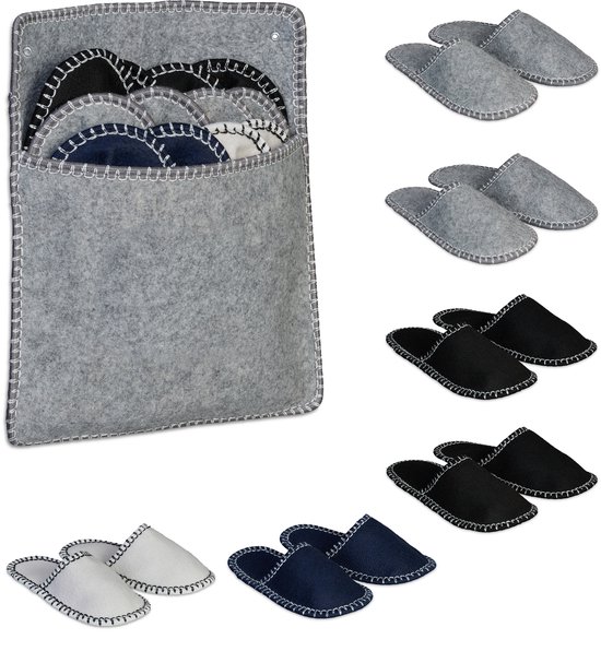 chaussons - 6 paires - pointure 36 - 45 - avec poche - antidérapants