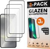 Protecteur d'écran - Convient pour Samsung Galaxy S24 - Glas trempé - Tempered Glass à couverture complète - Compatible avec les coques - Paquet de 3