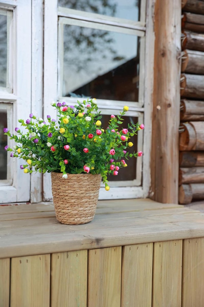 Kunstbloemen, voor buiten, kunstplanten, boeket, planten, struiken, uv- bestendig, balkonplanten, net echt voor balkonbak, binnen, buiten, tuin, outdoor, paars, rood