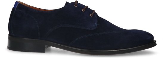 Manfield - Heren - Navy suède veterschoenen - Maat 47