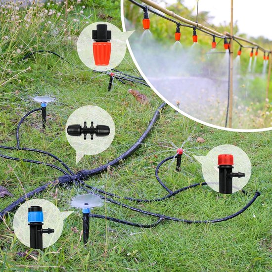 Kit Irrigation Goutte à Goutte EITEYI - 55m+15m Tuyaux, 340 Pièces Pour Jardin, Serre, Pelouse