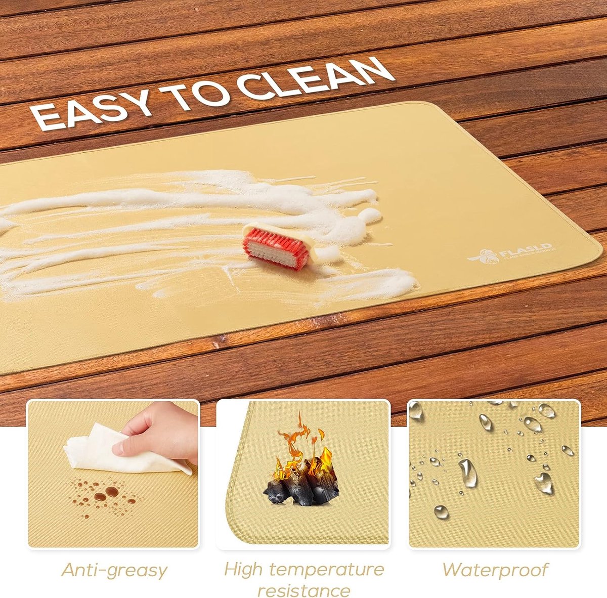 Tapis Ignifuge Pour Cheminée - 152x70cm, Fibre De Verre, Résiste à 1093°C, Antidérapant (noir)
