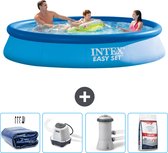Intex Rond Opblaasbaar Easy Set Zwembad - 366 x 76 cm - Blauw - Inclusief Solarzeil - Zoutwatersysteem - Zwembadfilterpomp - Zwembadzout