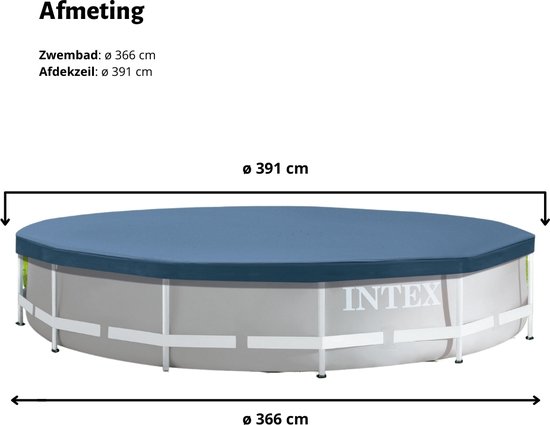 Piscine Intex Round Frame - 366 x 76 cm - Blauw - Avec bâche, kit d'entretien, pompe de filtration et Carrelages de sol