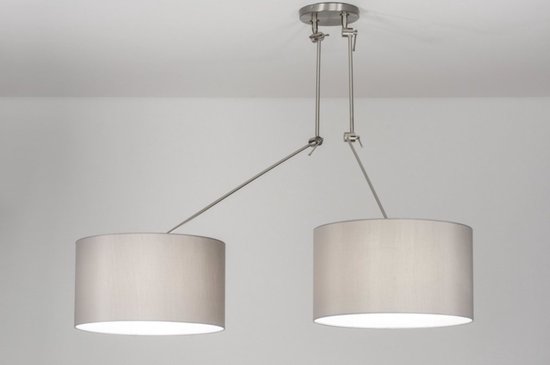 Lumidora Hanglamp 30713 - BROOKLYN - 2 Lichts - E27 - Grijs - Staal