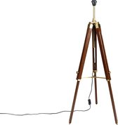 QAZQA cortin - Landelijke Tripod | driepoot vloerlamp | Staande Lamp - 1 lichts - H 1500 mm - Bruin - Woonkamer | Slaapkamer | Keuken