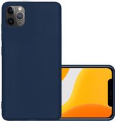 Hoes Geschikt voor iPhone 11 Pro Max Hoesje Cover Siliconen Back Case Hoes - Donkerblauw