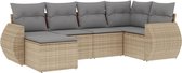 vidaXL - 6 pièces - Ensemble de salon - avec - coussins - poly - rotin - beige