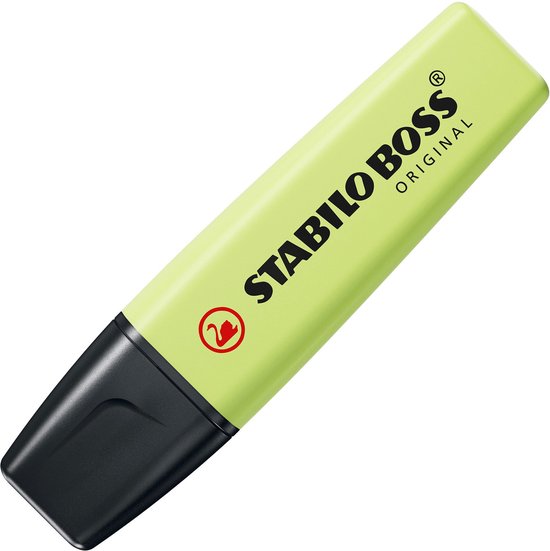 Limoengroene STABILO BOSS markeerstift, zonder dop.