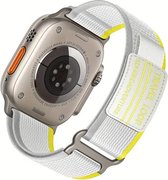 Nieuw Trail Loop Sport Band Geel/grijs - Compatibel met Apple Watch 42mm - 44mm - 45mm - 49mm - Ultra Band, zachte nylon smartwatchband met klittenband voor iWatch series Ultra 9 8 7 6 5 4 3 2 1 SE grote modellen