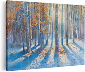 Artaza Canvas Schilderij Berkenbomen in de Sneeuw - 60x40 - Wanddecoratie - Foto Op Canvas - Canvas Print