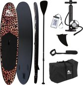 Pacific Special Edition Sup Board - Opblaasbaar Paddle Board - GRATIS Waterproof telefoonhoesje - Extra Stevig - 305 cm - Complete Sup pakket - Tot 100 kg - Panterprint zwart