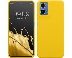 kwmobile telefoonhoesje geschikt voor Motorola Moto G34 5G - Hoesje met siliconen coating - Smartphone case in stralend geel