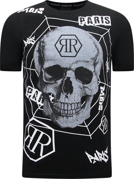 Skull - Rhinestone T-shirt - 7968 - Zwart