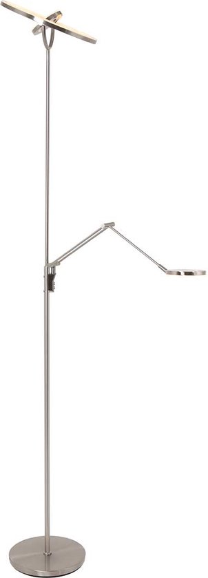 Zwarte vloerlamp met lees arm Soleil | 2 lichts | grijs / zilver | glas / metaal | 183 cm hoog | vloerlamp / staande lamp | modern design