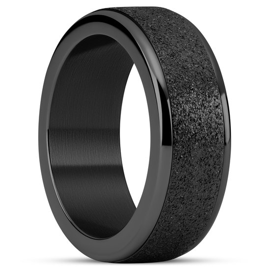 Enthumema | 8 mm Glitterende Zwarte Roestvrijstalen Fidget Ring