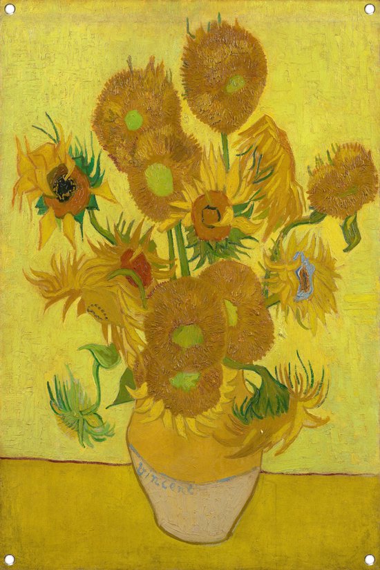 Zonnebloemen - Vincent van Gogh tuinposter - Zonnebloemen tuinposter - Tuinposter Bloemen - Buiten - Tuin posters - Muurdecoratie tuinposter 100x150 cm