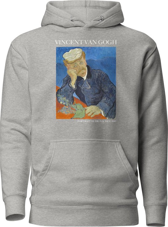 Vincent van Gogh 'Portret van Dr. Gachet' ("Portrait of Dr. Gachet") Beroemd Schilderij Hoodie | Unisex Premium Kunst Hoodie | Carbon Grey | XL