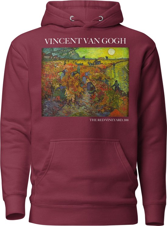 Vincent van Gogh 'De Rode Wijngaard' ("The Red Vineyard") Beroemd Schilderij Hoodie | Unisex Premium Kunst Hoodie | Maroon | XL
