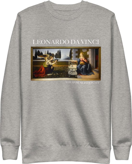 Leonardo da Vinci 'De Aankondiging' ("The Annunciation") Beroemd Schilderij Sweatshirt | Unisex Premium Sweatshirt | Carbon Grijs | S