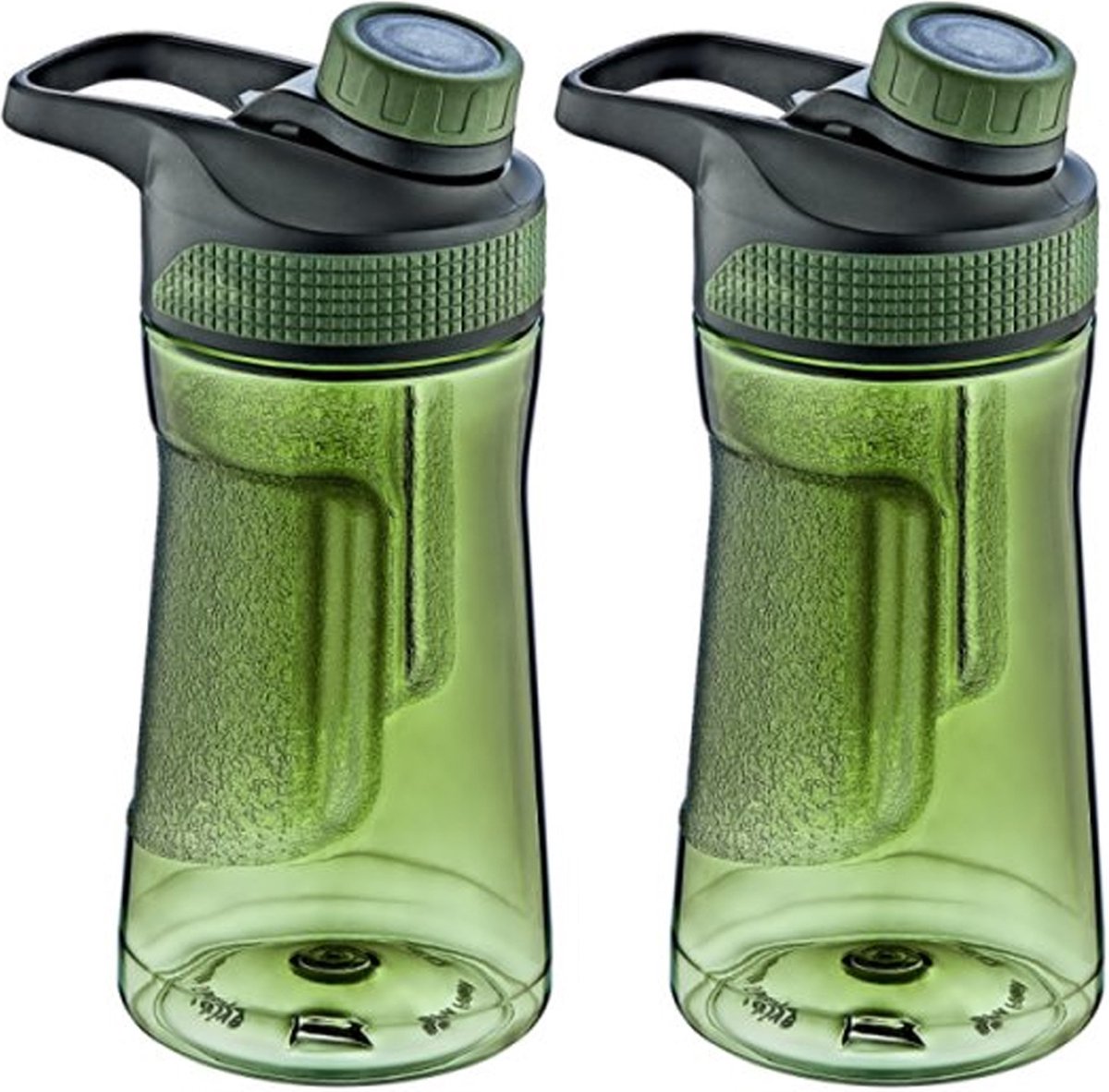 B- 2x -HomeWaterfles / drinkfles / sportfles Aquamania - groen - 530 ml - kunststof - bpa vrij - lekvrij - Stijlvolle fles