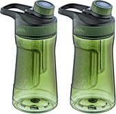 B- 2x -HomeWaterfles / drinkfles / sportfles Aquamania - groen - 530 ml - kunststof - bpa vrij - lekvrij - Stijlvolle fles