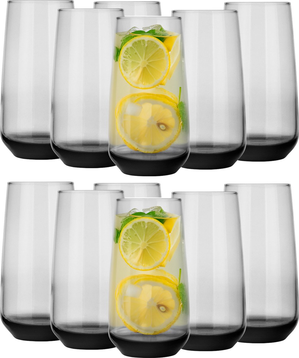 Glasmark Longdrinkglazen - 18x - Midnight collection - 430 ml - glas - waterglazen