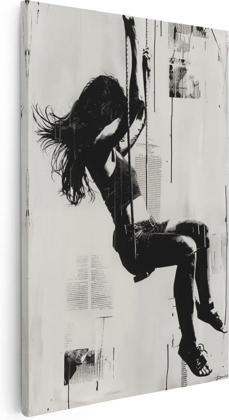Artaza Canvas Schilderij Vrouw Swingen op een Schommel - 40x60 - Wanddecoratie - Foto Op Canvas - Canvas Print