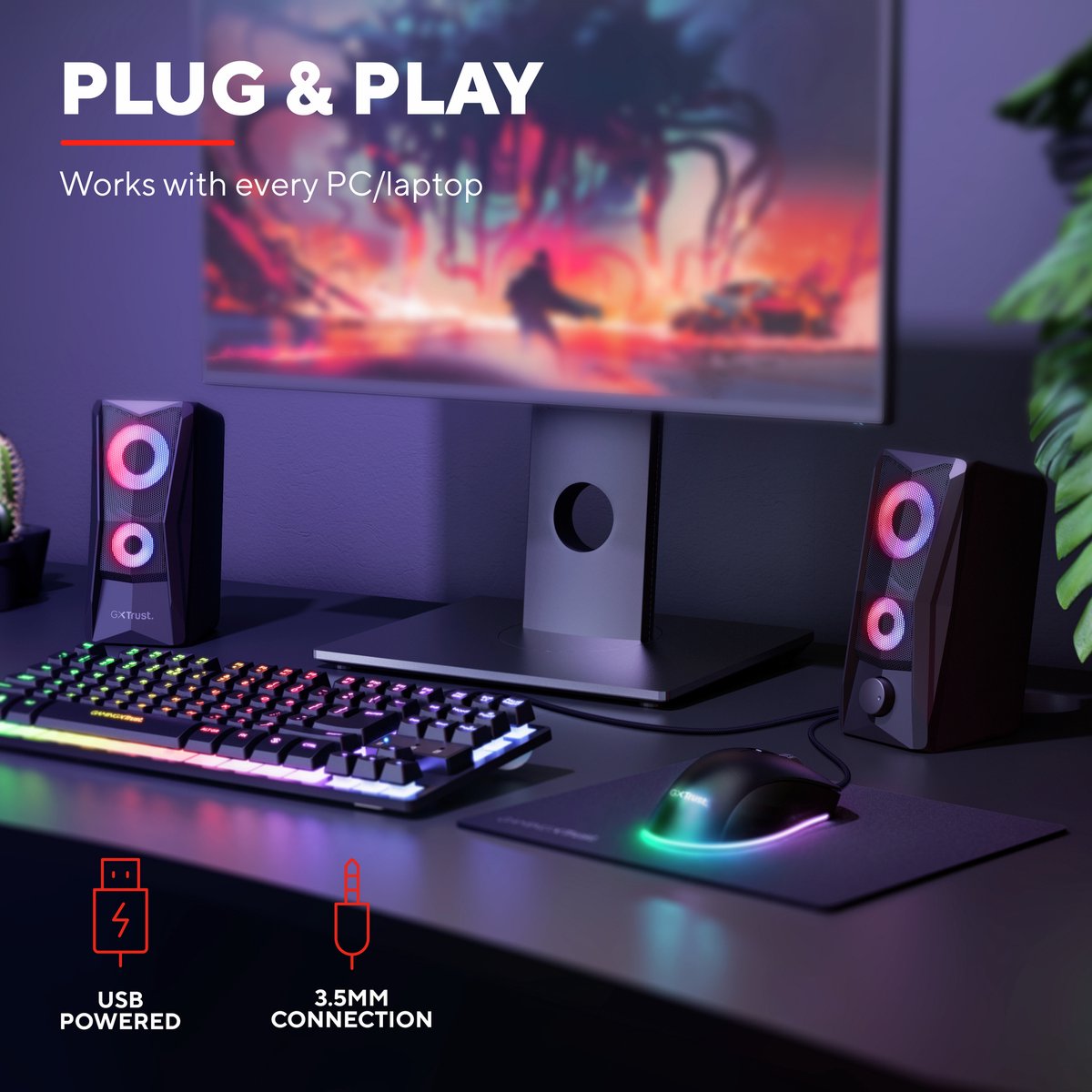 Trust GXT 606 Javv RGB Verlichte 2.0 Speakerset pc-luidspreker thumbnail 2