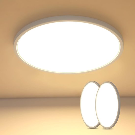 Goeco Plafondlamp - 40cm - Medium - 36W - LED - 2 Pack - IP44 - Ronde - 3240LM - 3000K - Warm Licht