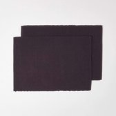 Placemat, Zwart, Set van 2 Placemats 30 x 45 cm, 100% Katoen, Geribbeld, Vierkant, Wasbaar