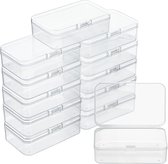 Belle Vous (Lot de 12) Petites Boîtes en Plastique Transparent avec Couvercle à Charnière - L8,5 x l5,5 x H5,2 cm - Mini Boites Empilables pour Pilules, Perles, Bijoux & Objets de Hobby