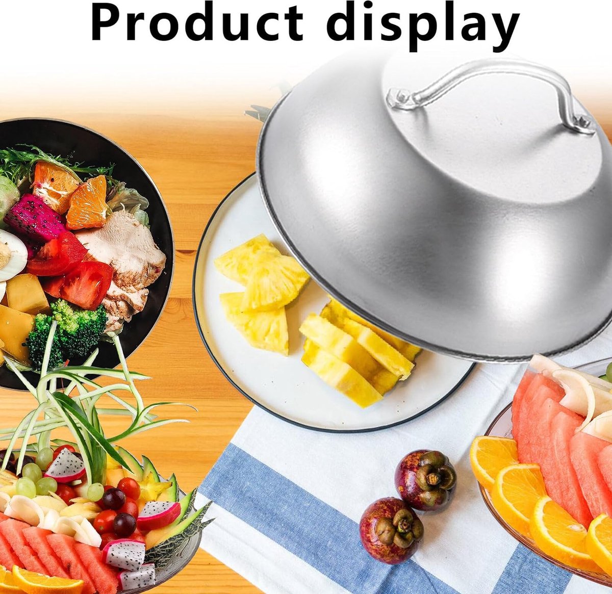 Lot De 2 Cloches à Hamburger Acier Inoxydable - 22cm - Pour Fondre Le Fromage Et Cuisson Vapeur