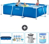 Intex Rechthoekig Frame Zwembad - 300 x 200 x 75 cm - Blauw - Inclusief Afdekzeil - Onderhoudspakket - Zwembadfilterpomp - Filter