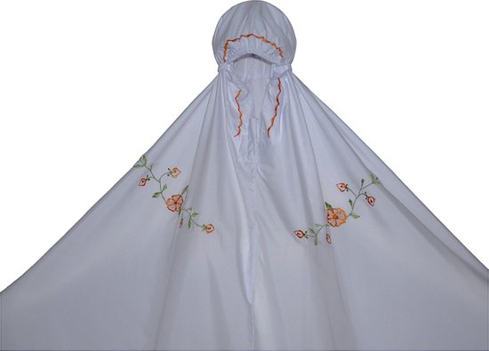 Ibramani - Shameera Borduur Geel - Gebedskleding Set Dames - Hijab met Rok - Islamitische Kleding - Prayer Set - Khimar - Jilbab - Ramadan - Ied ul Fitr - Suikerfeest - Ied al Adha - Umrah - Umroh - Hadj - Wit
