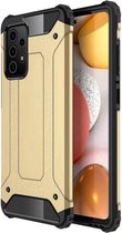 Schokbestendig Heavy Duty Hoesje Geschikt voor: Samsung Galaxy M51 Shock Proof Hybride - Back Cover - Dual Layer Armor Case - Extra Stevig - Goud