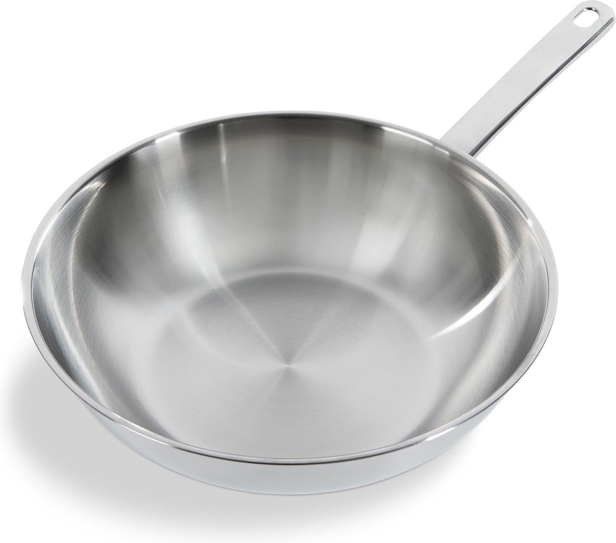 Oestvrij staal 28 cm wokpan gepolijste buitenkant Stay Cool handvat professioneel koken 18 10 roestvrij staal inductie ovenvast tot 230 °C roestbestendig vaatwasmachinebestendig