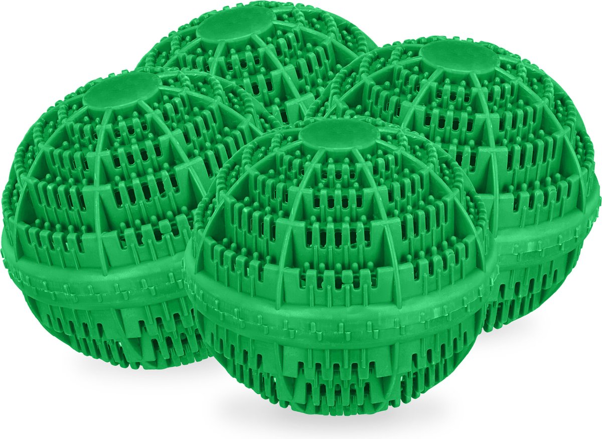 wasbal - set van 4 - voor wasmachine - tot 90°C - kunststof - groen