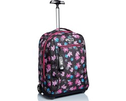Trolley, 2 in 1, schooltas op wielen, rugzak met trolleyfunctie voor kinderen, vanaf groep 1, voor school, reizen, meisjes & jongens; veelkleurig