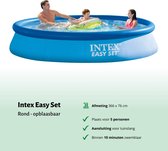 Intex Rond Opblaasbaar Easy Set Zwembad - 366 x 76 cm - Blauw - Inclusief Pomp Afdekzeil - Onderhoudspakket - Filter - Grondzeil - Stofzuiger - Solar Mat