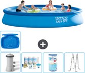 Intex Rond Opblaasbaar Easy Set Zwembad - 457 x 84 cm - Blauw - Inclusief Pomp Onderhoudspakket - Filter - Ladder - Voetenbad