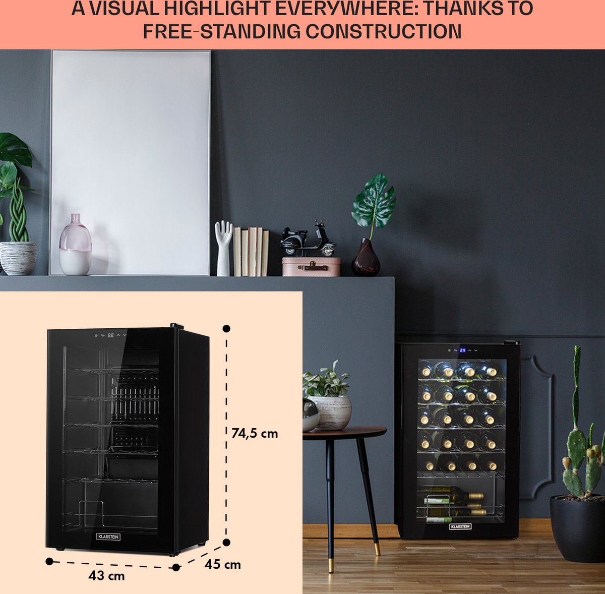 Klarstein Weinkühlschrank 63L met Glastür - afbeelding 3