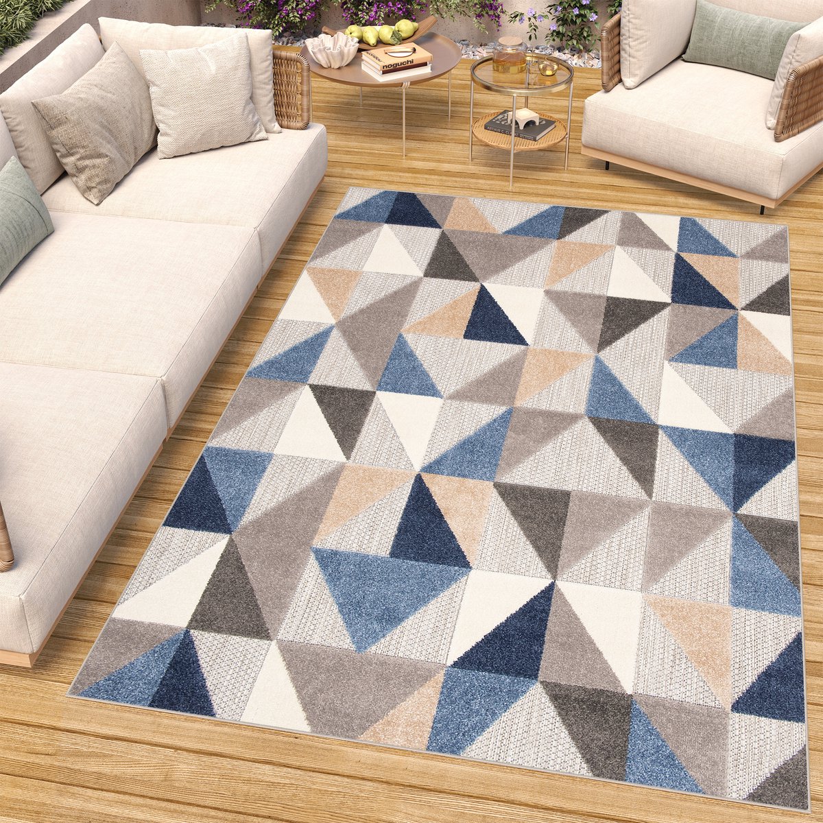 Tapiso Patio Indoor Tapijt Buitenkleed Tuintapijt Modern Vloerkleed Outdoor Maat- 80x150 Blauw Grijs