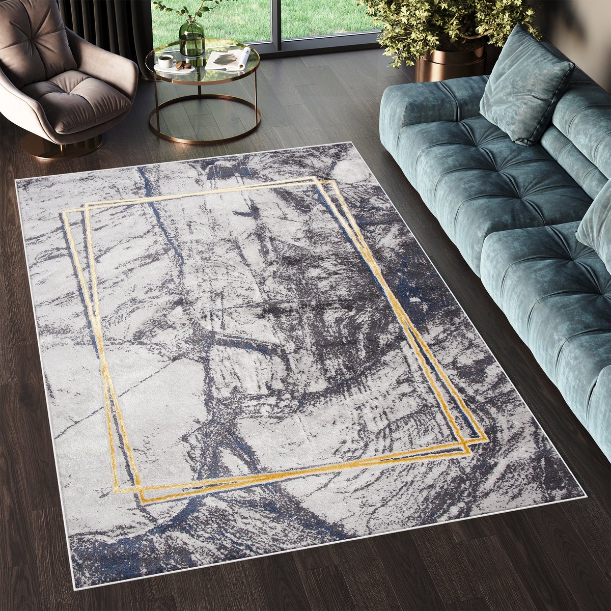 Tapiso Shine Vloerkleed Modern Abstract Design Tapijt Maat- 120x170 Grijs 2