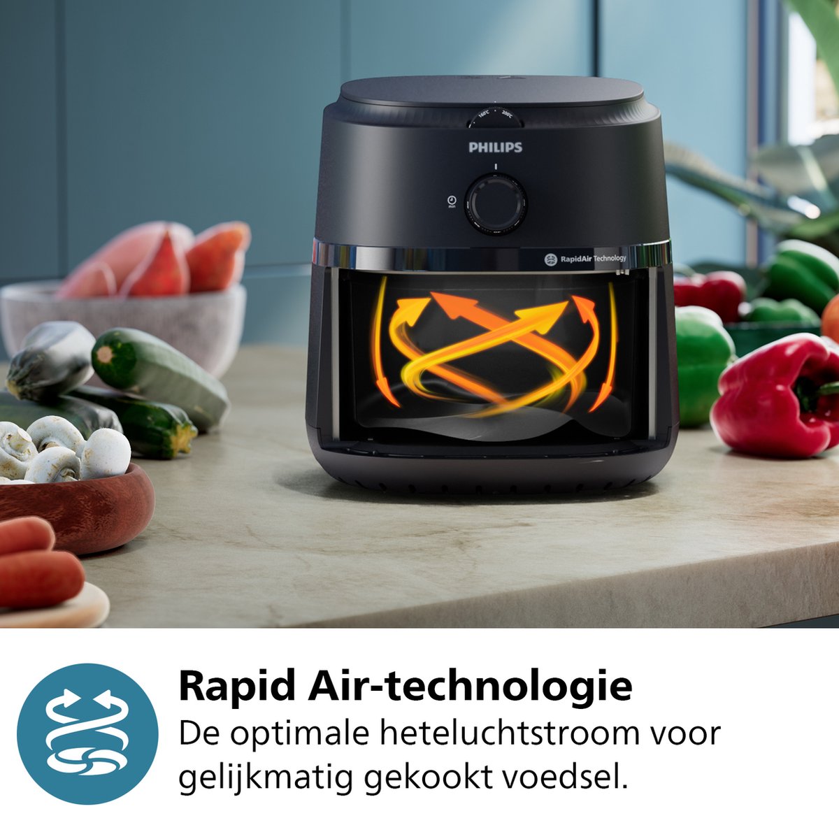 Philips 1000 Series Airfryer - NA120/00 - Draaiknopbediening - 4.2L - Tot 4 Personen - Zwart — afbeelding 6
