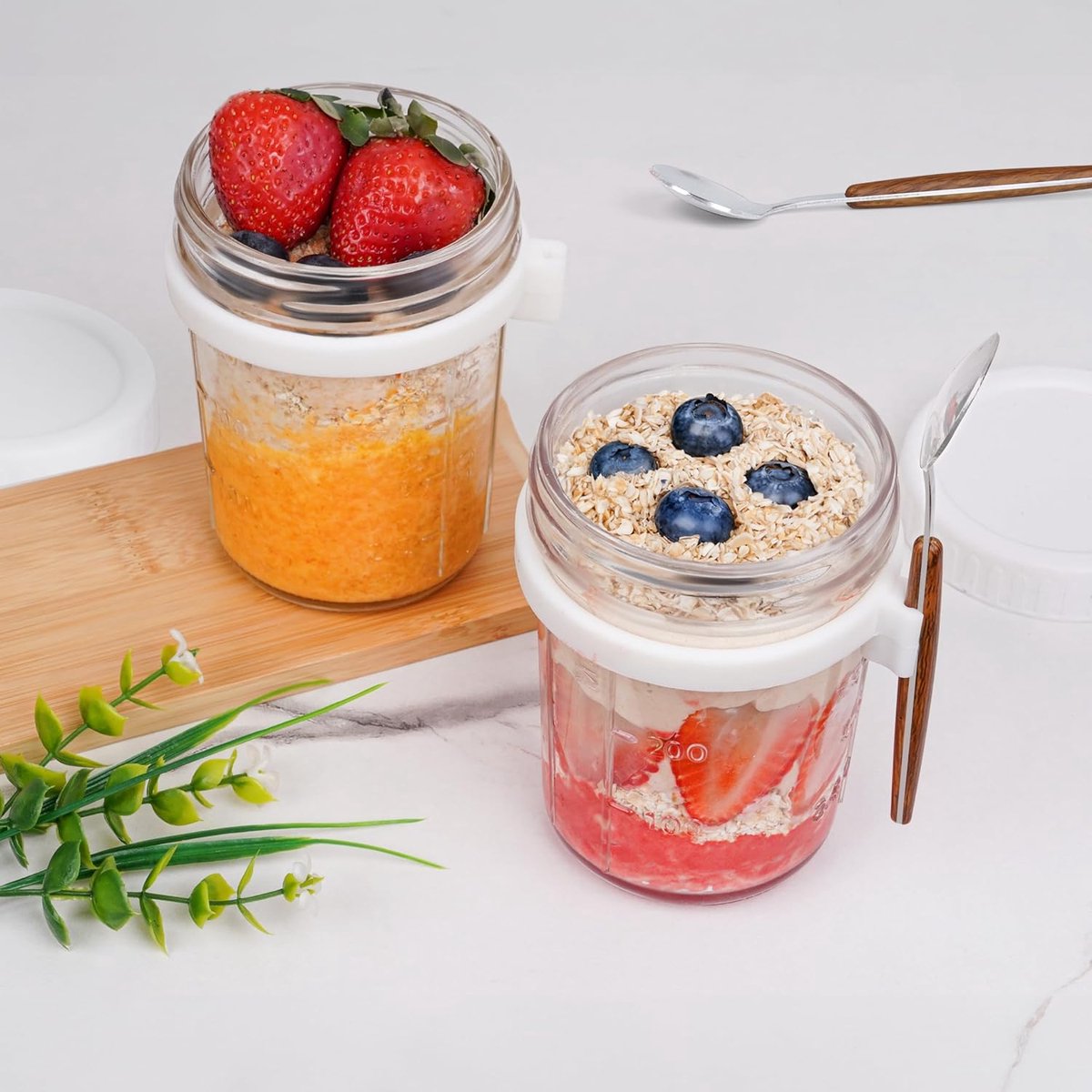 Overnight oats potjes Muesli beker Mason jar Overnight oats Havermout 2 stuks Must have voor jouw ontbijt!