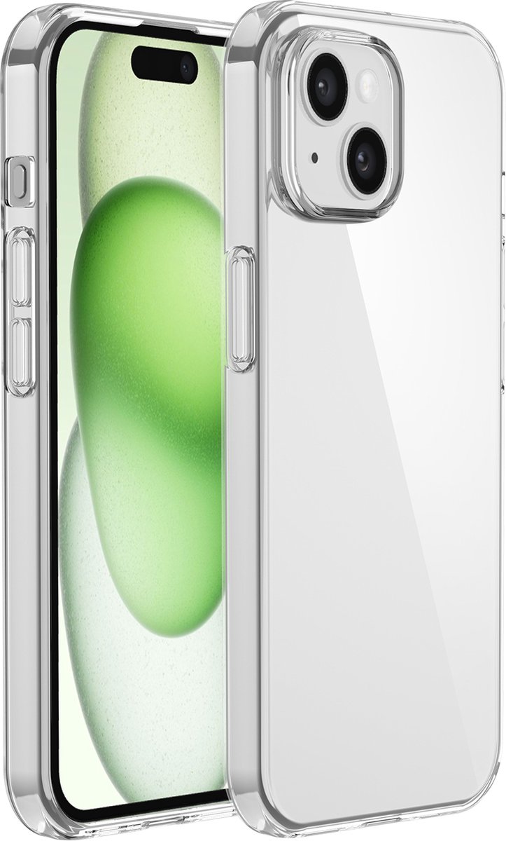 Nuvex Telefoonhoesje Doorzichtig Geschikt voor Iphone 15 Plus Hoesje Transparant Met Screenprotector Beschermglas