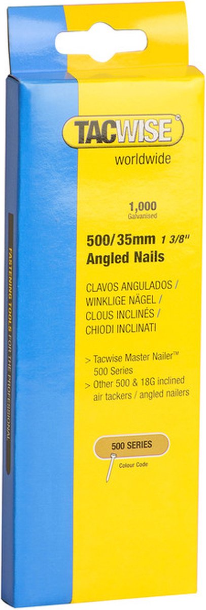 Tacwise schuine nagel - Serie 500 - Nagel voor tacker - 35 mm - Gegalvaniseerd - 1.000 stuks